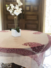 Load image into Gallery viewer, Pink Paisley Block Print Tablecloth