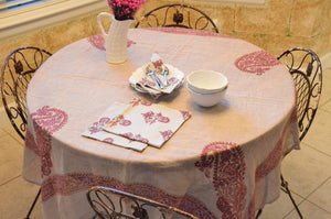 Pink Paisley Block Print Tablecloth