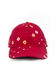 Red Bandhani 6-Panel Adjustable Cap