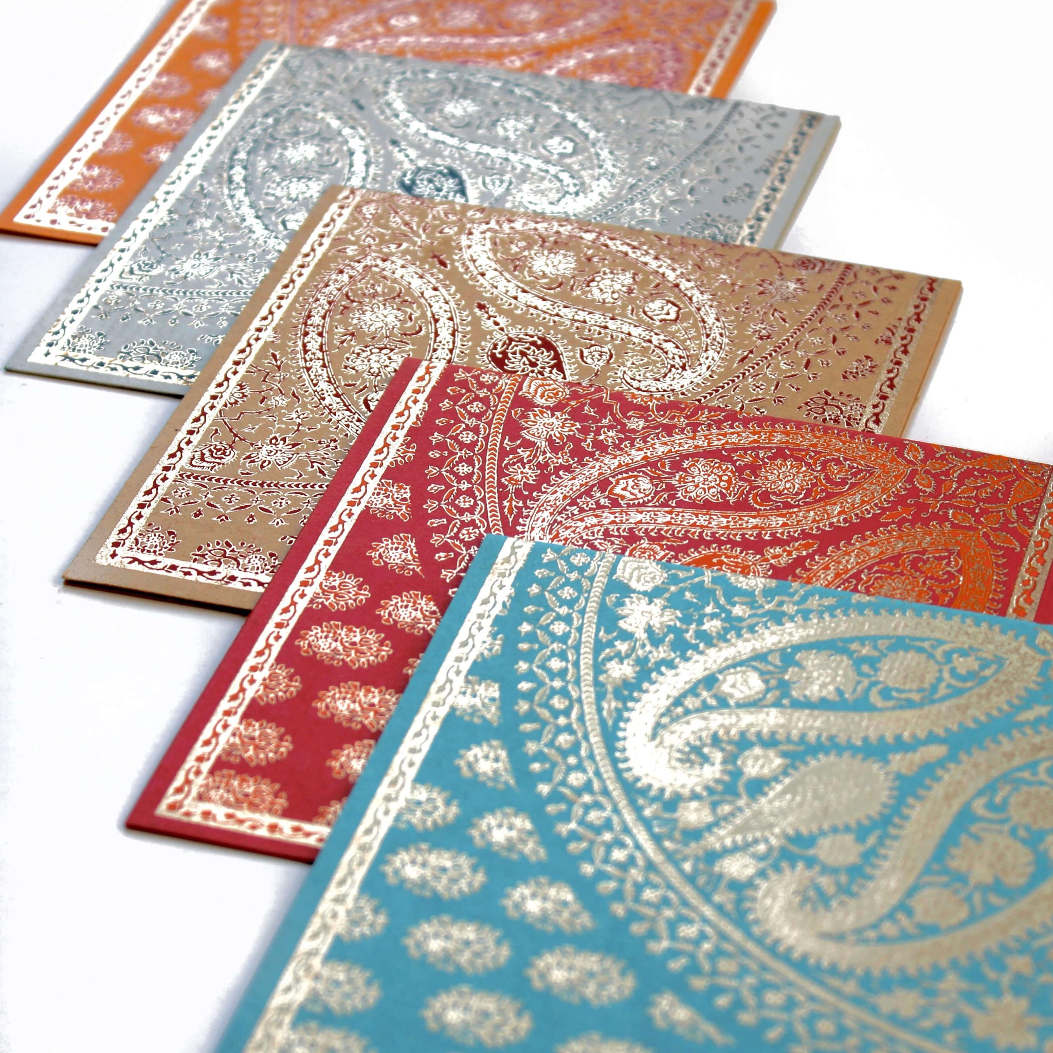 Paisley Reflection Kagzi Handmade Paper Cards - Set of 5 – SHAI