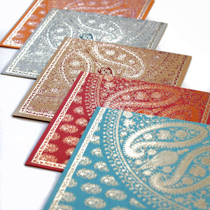Paisley Reflection Kagzi Handmade Paper Cards - Set of 5